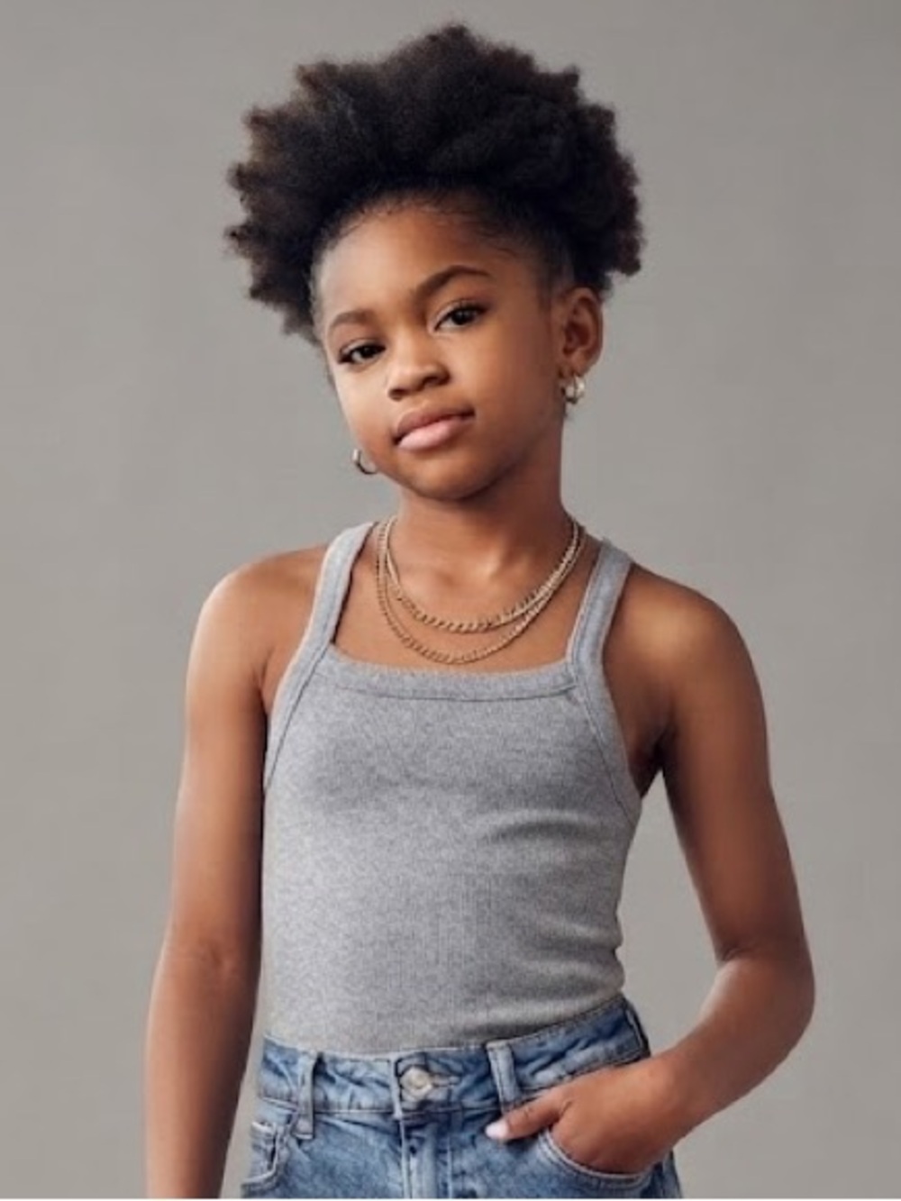 Art Class Girls Gray Ribbed Tank Top Square Neck Size L NWT
